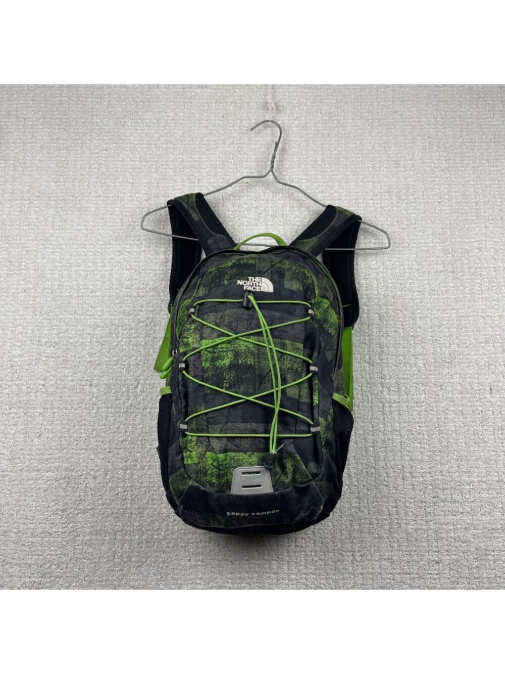 Y2K The North Face Happy Camper Backpack Hiking Daypack Distressed Green Grunge